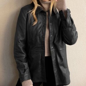 OFILIA RF LEATHER SHACKET BLACK Women's XL